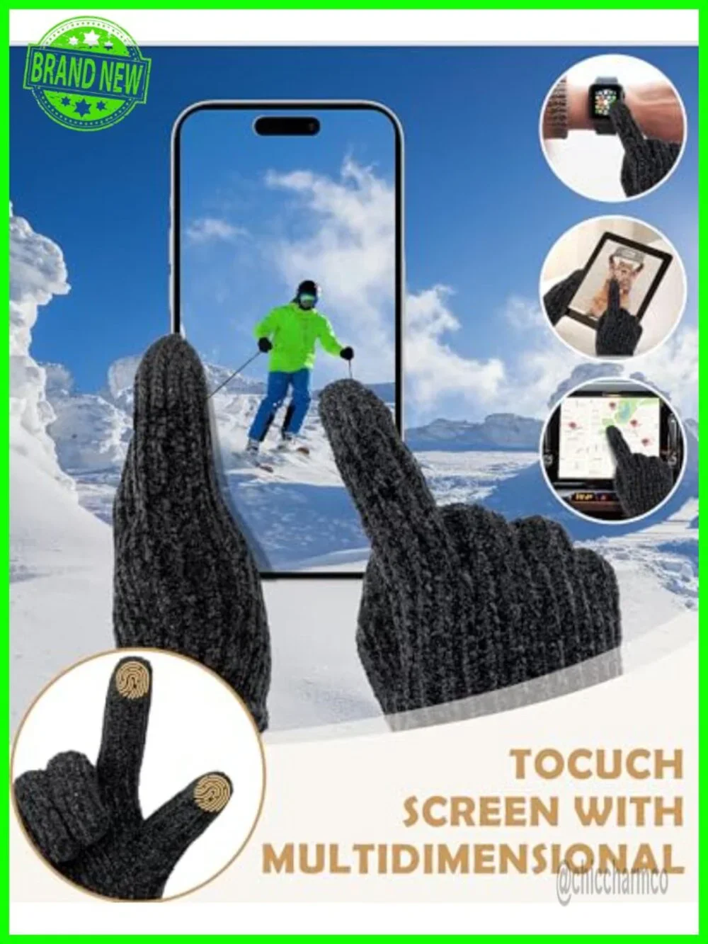 Women's Winter Gloves Fleece Lined Chenille Touchscreen Knit Gloves
